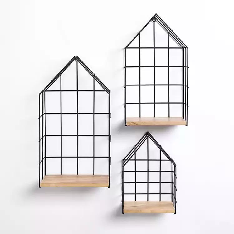 Metal Grate House Wall Shelves, Set of 3>Kirklands Home Best