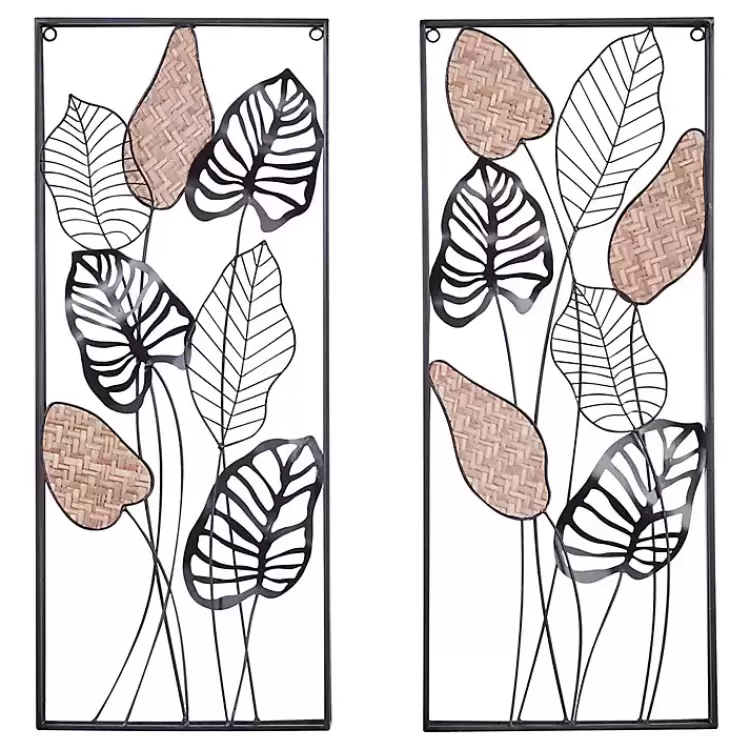 Metal Palm Leaf Panel Wall Plaques, Set of 2>Kirklands Home Discount