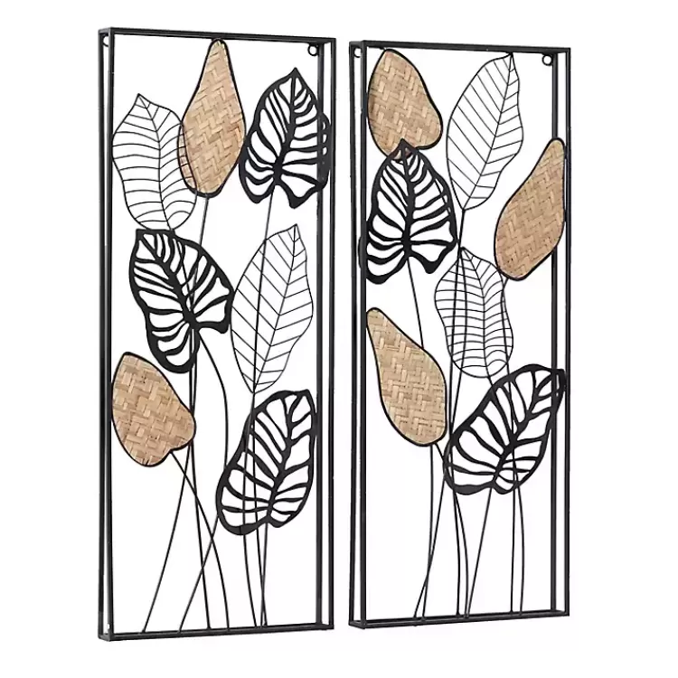 Metal Palm Leaf Panel Wall Plaques, Set of 2>Kirklands Home Discount
