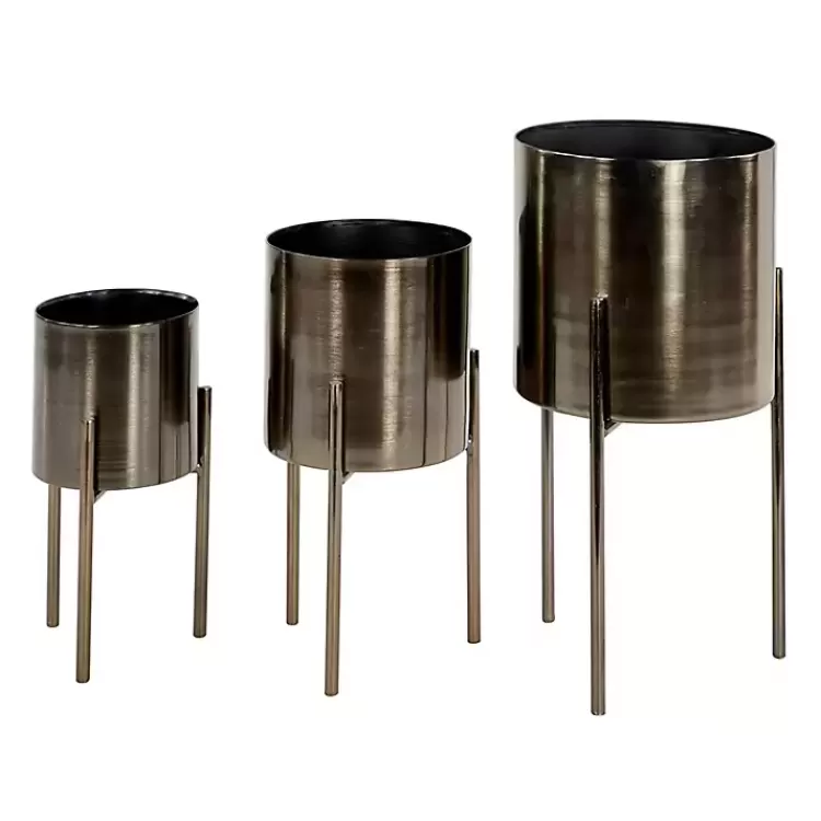 metallic_black_modern_iron_planters_set_of__5.webp Metallic Modern Iron Planters, Set of 3>Kirklands Home Discount