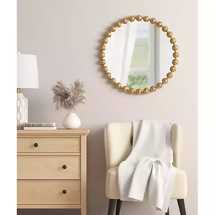 metallic_gold_foiled_beaded_wall_mirror__in_2.webp Metallic Foiled Beaded Wall Mirror, 27 in.>Kirklands Home Store