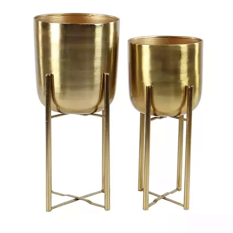 Metallic Planters with Stands, Set of 2>Kirklands Home Sale
