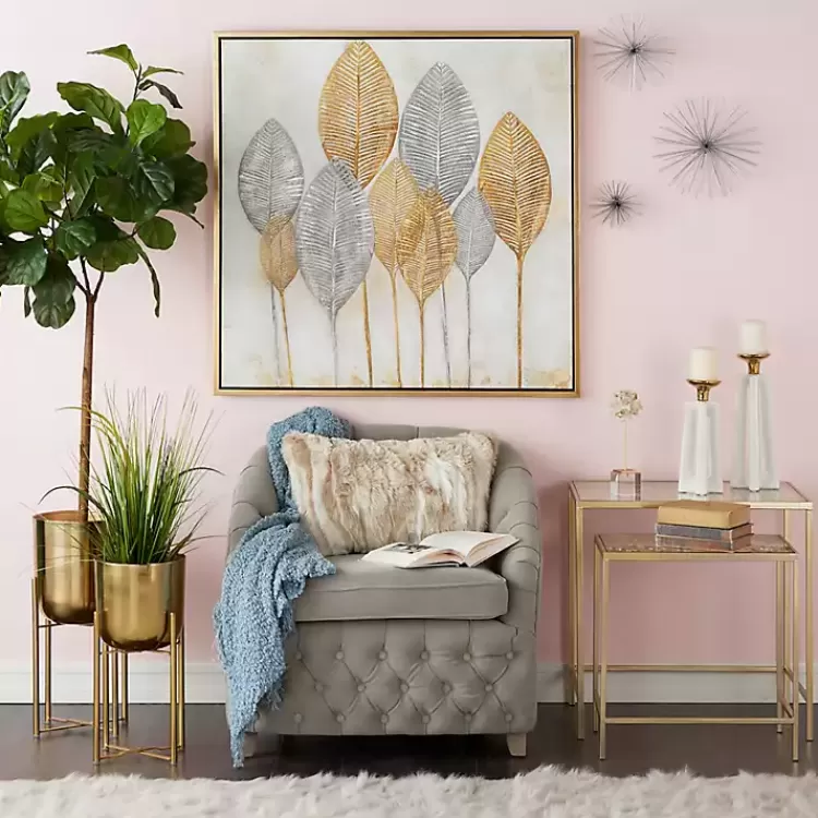 metallic_gold_planters_with_stands_set_of__2.webp Metallic Planters with Stands, Set of 2>Kirklands Home Sale