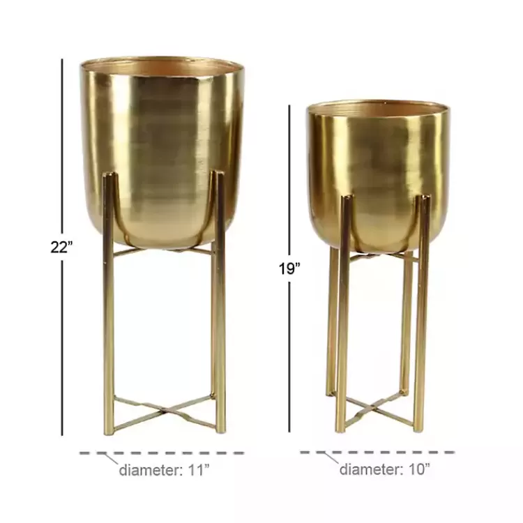 metallic_gold_planters_with_stands_set_of__4.webp Metallic Planters with Stands, Set of 2>Kirklands Home Sale