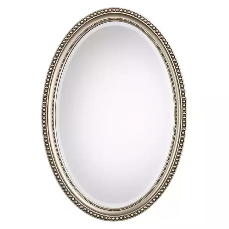 Metallic Silver Beaded Edge Oval Mirror>Kirklands Home Store