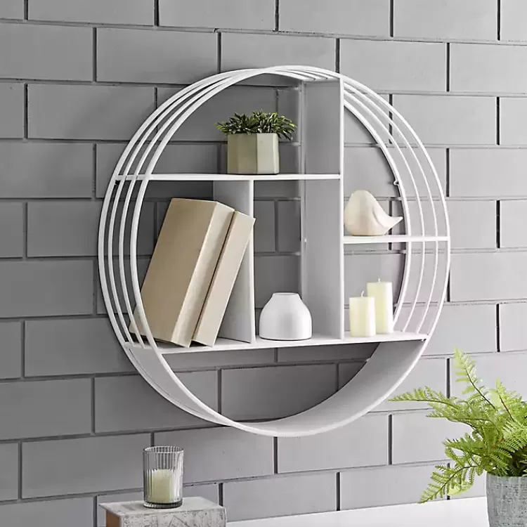 Metallic Metal Circular Frame Wall Shelf>Kirklands Home Online