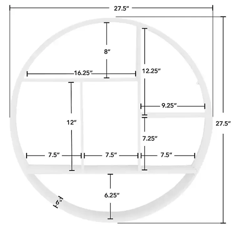 metallic_white_metal_circular_frame_wall_shelf_3.webp Metallic Metal Circular Frame Wall Shelf>Kirklands Home Online