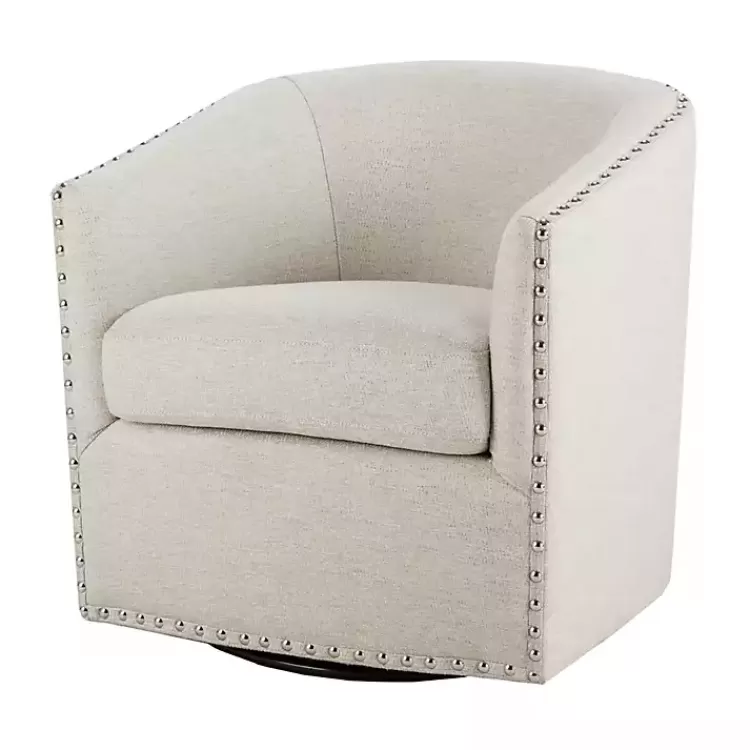 Metro Club Natural Swivel Chair with Nailhead Trim>Kirklands Home Outlet