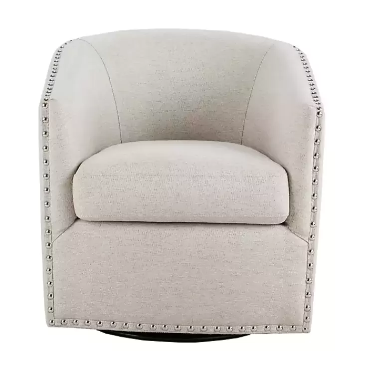 Metro Club Natural Swivel Chair with Nailhead Trim>Kirklands Home Outlet