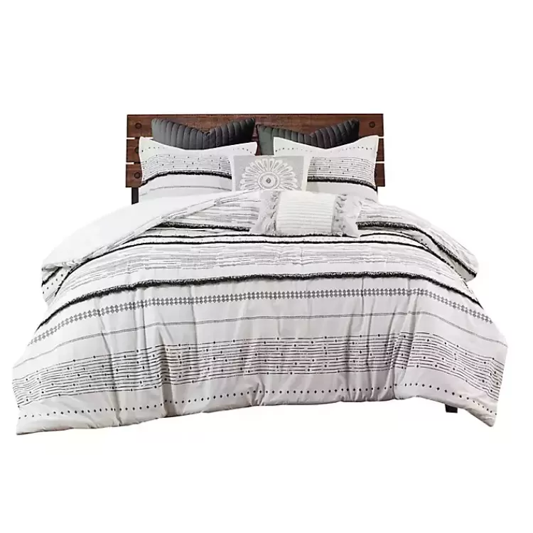 Mia White Striped 3-pc. King Comforter Set>Kirklands Home Fashion