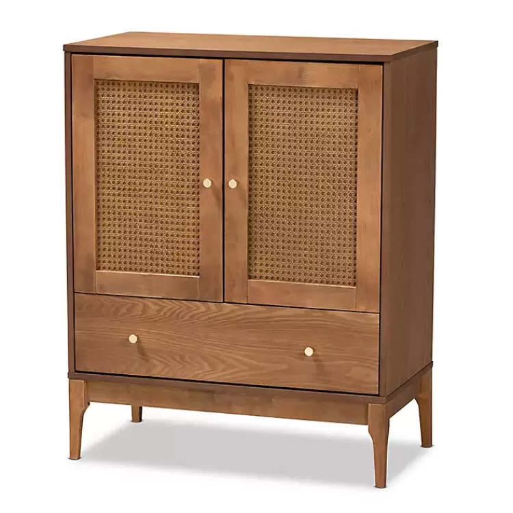 Mid-Century Modern Rattan Walnut Cabinet>Kirklands Home Best Sale