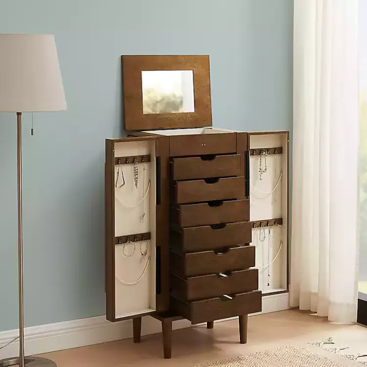 Mid-Century Modern Walnut Jewelry Armoire>Kirklands Home Best Sale