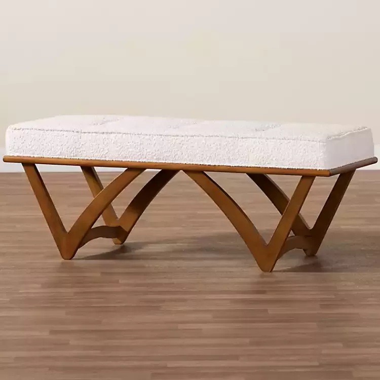 Mid-Century Modern Boucle Angled Bench>Kirklands Home Cheap