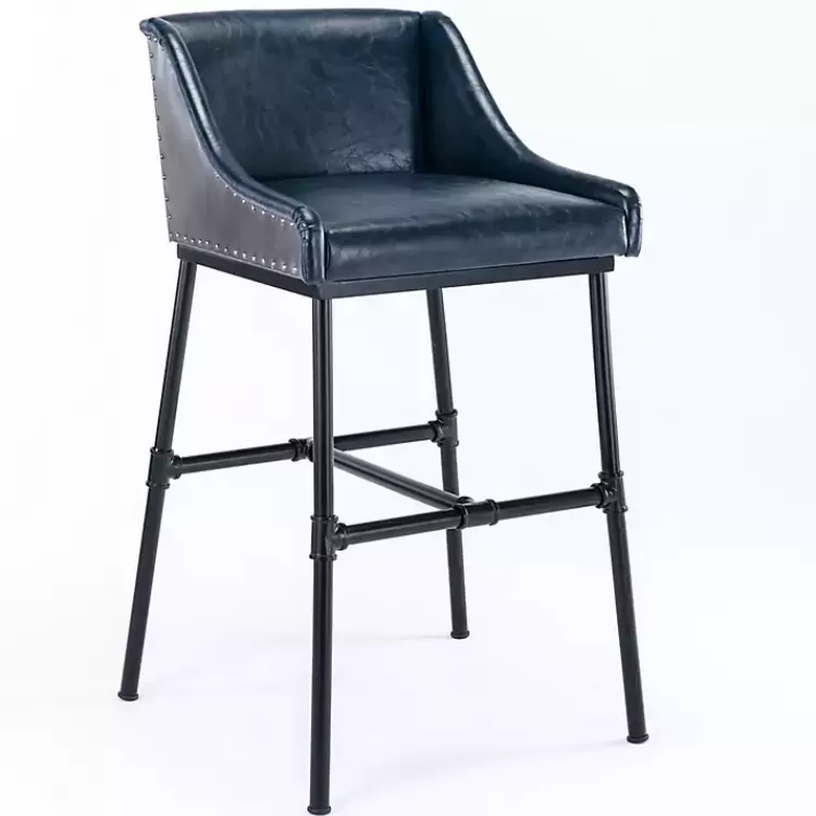 Midnight Faux Leather Parlor Bar Stool>Kirklands Home Clearance