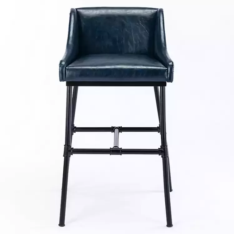 Midnight Faux Leather Parlor Bar Stool>Kirklands Home Clearance