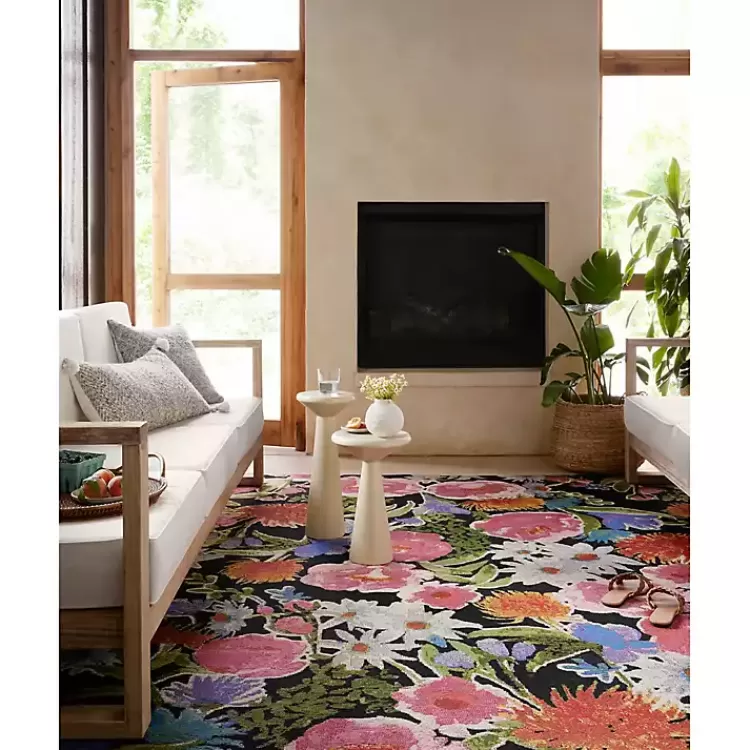 Midnight Garden Party Indoor/Outdoor Rug, 7x11>Kirklands Home Store