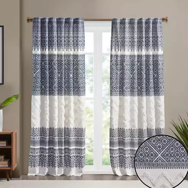 mila_blue_horizontal_stripe_curtain_panel__in_2.webp Mila Horizontal Stripe Curtain Panel, 84 in.>Kirklands Home Sale