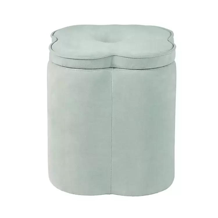Mint Chenille Flower Storage Ottoman>Kirklands Home Shop