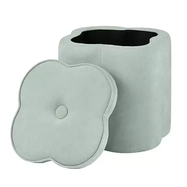 Mint Chenille Flower Storage Ottoman>Kirklands Home Shop