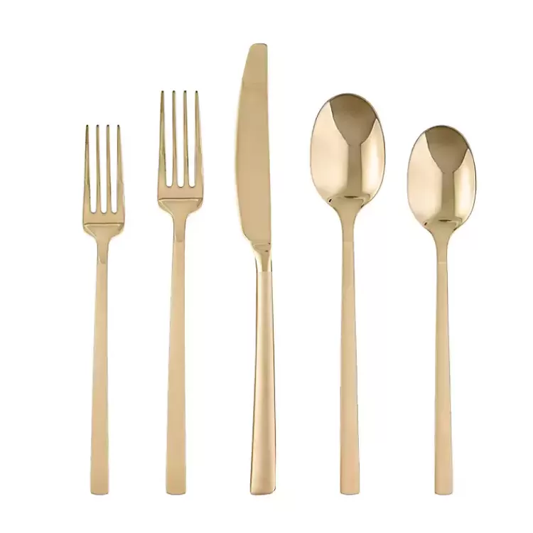 Mirrored Champagne Steel 20-pc. Flatware Set>Kirklands Home Outlet