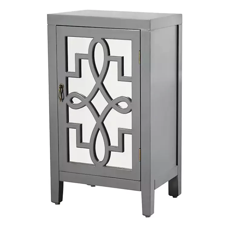 Mirrored 1-Door Cabinet with Overlay Pattern>Kirklands Home Outlet