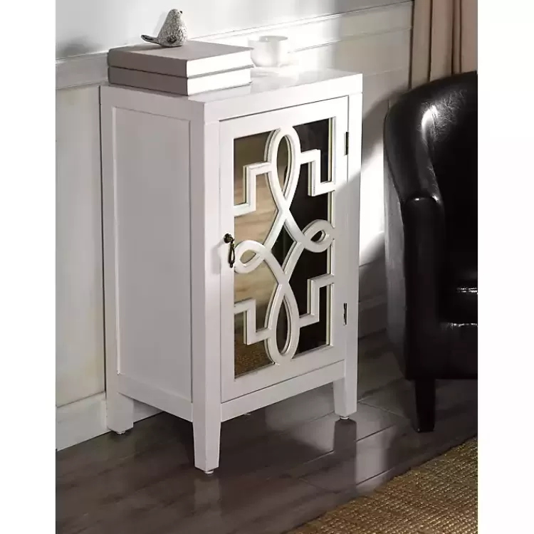 Mirrored 1-Door Cabinet with Overlay Pattern>Kirklands Home Flash Sale