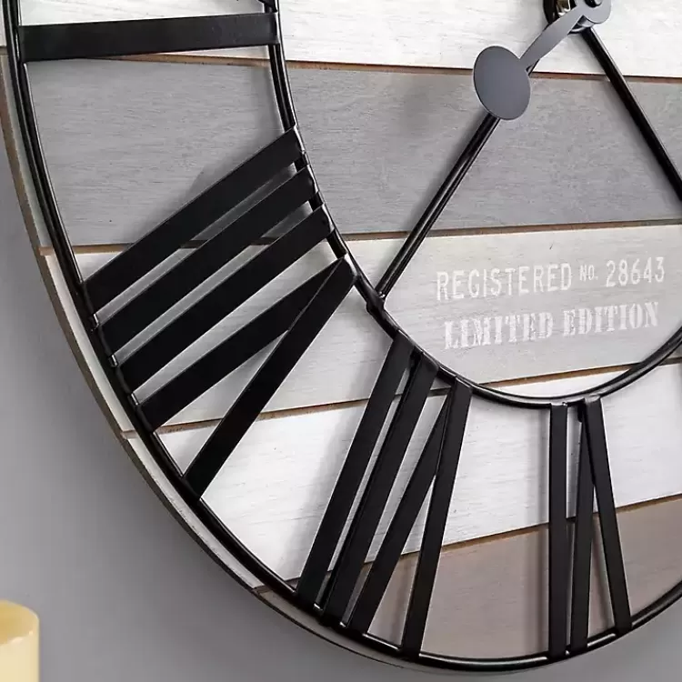 mixed_plank_and_black_metal_wall_clock_2.webp Mixed Plank and Black Metal Wall Clock>Kirklands Home Discount