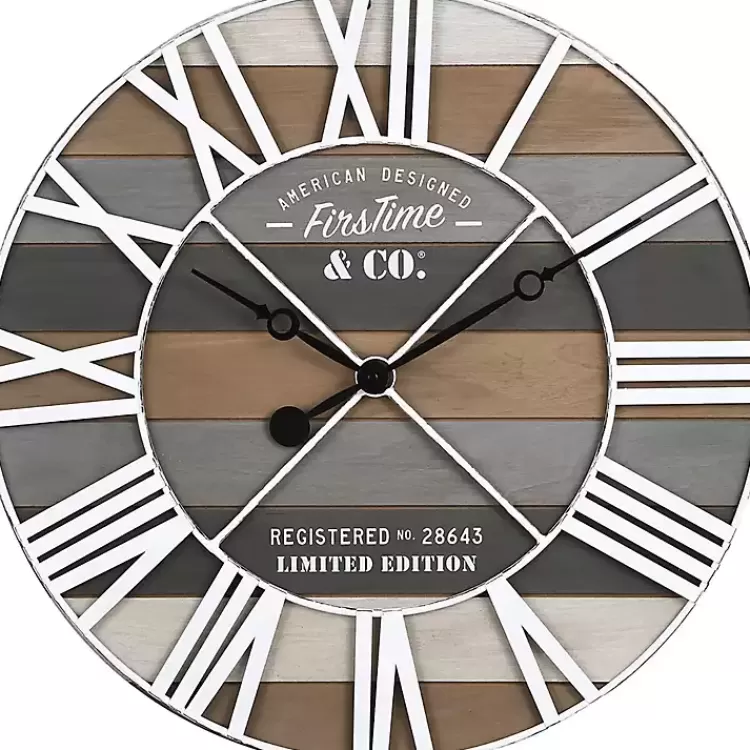 Mixed Planks and White Wooden Wall Clock>Kirklands Home Cheap