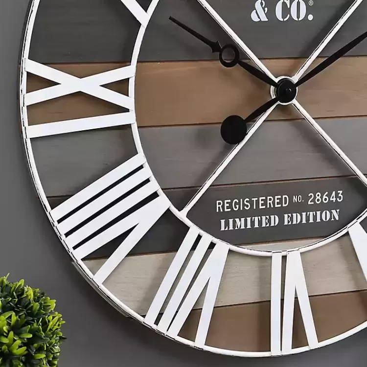 mixed_planks_and_white_wooden_wall_clock_2.webp Mixed Planks and White Wooden Wall Clock>Kirklands Home Cheap