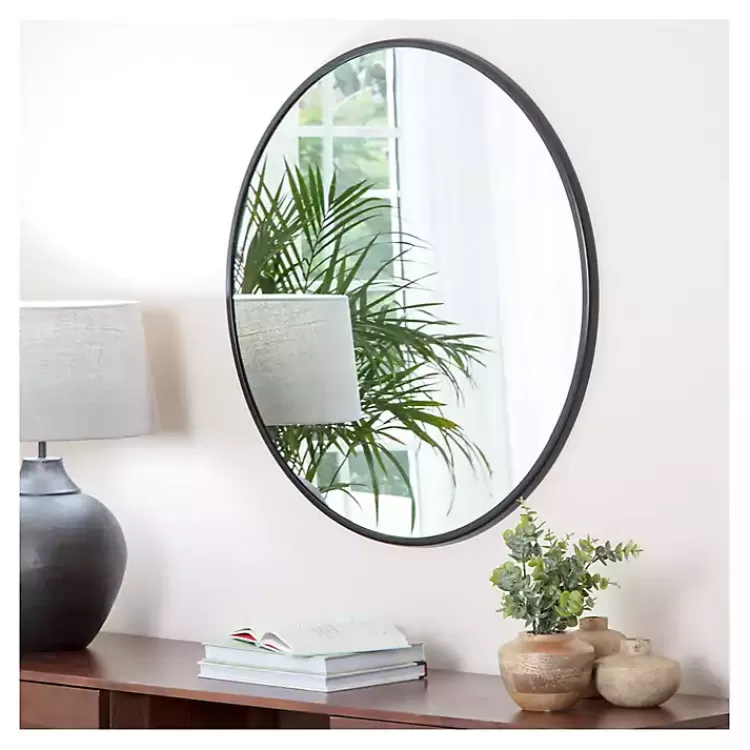 modern_black_metal_round_wall_mirror_2.webp Modern Metal Round Wall Mirror>Kirklands Home Best Sale