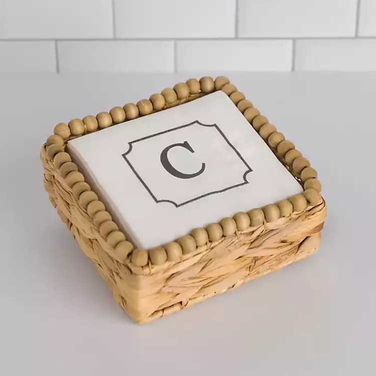 Monogram C Beaded Napkin Holder Set>Kirklands Home Online
