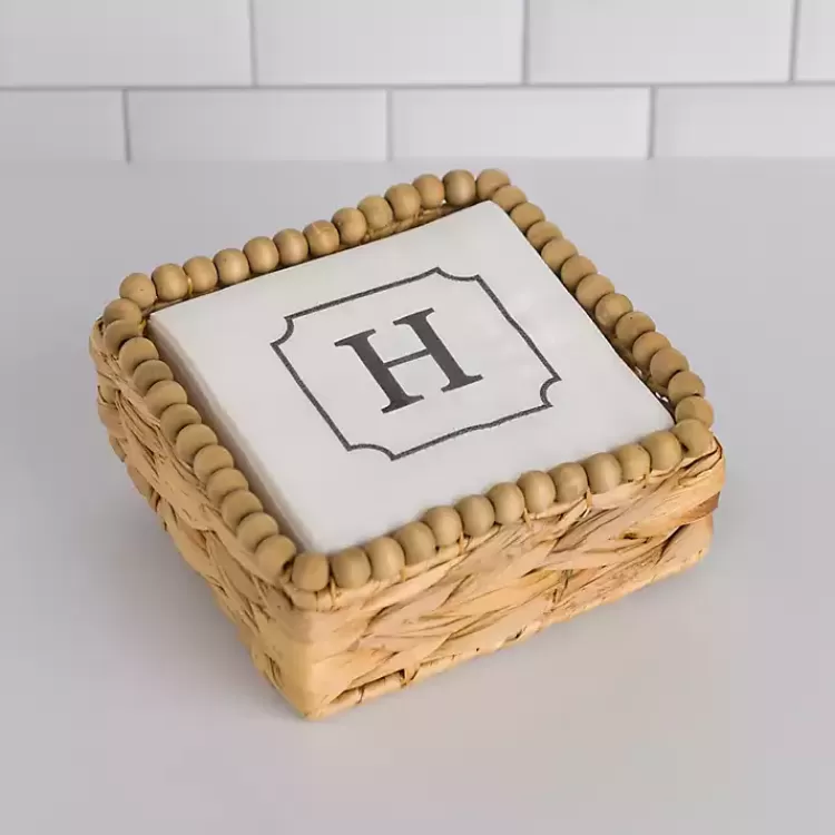 Monogram H Beaded Napkin Holder Set>Kirklands Home Flash Sale