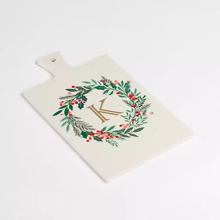 Monogram K Christmas Wreath Serving Board>Kirklands Home Fashion