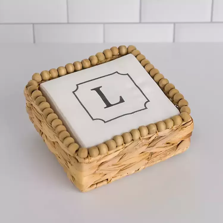 Monogram L Beaded Napkin Holder Set>Kirklands Home Sale