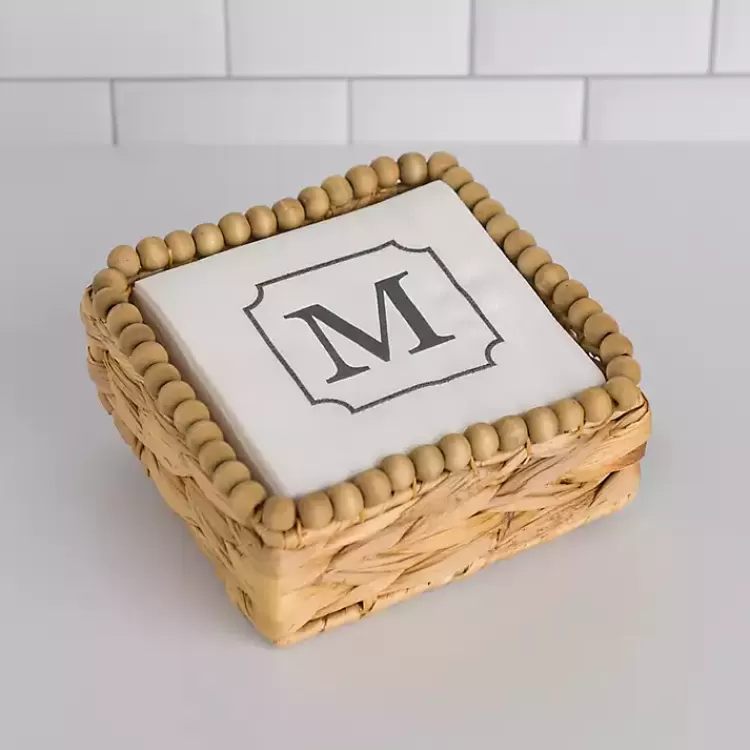 Monogram M Beaded Napkin Holder Set>Kirklands Home Clearance