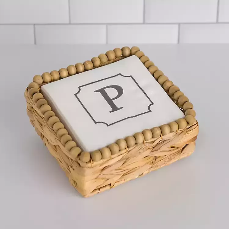 Monogram P Beaded Napkin Holder Set>Kirklands Home Online