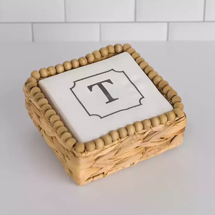 Monogram T Beaded Napkin Holder Set>Kirklands Home Sale