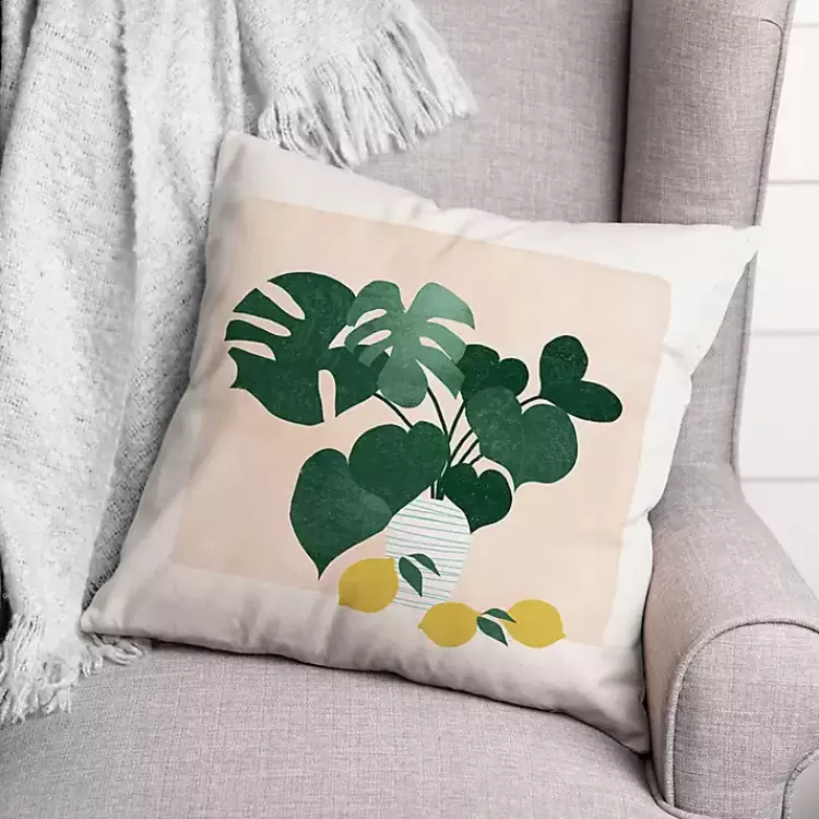 Monstera and Lemons Outdoor Pillow>Kirklands Home Fashion