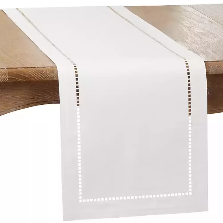 Moonbeam Hemstitch Border Table Runner>Kirklands Home Clearance