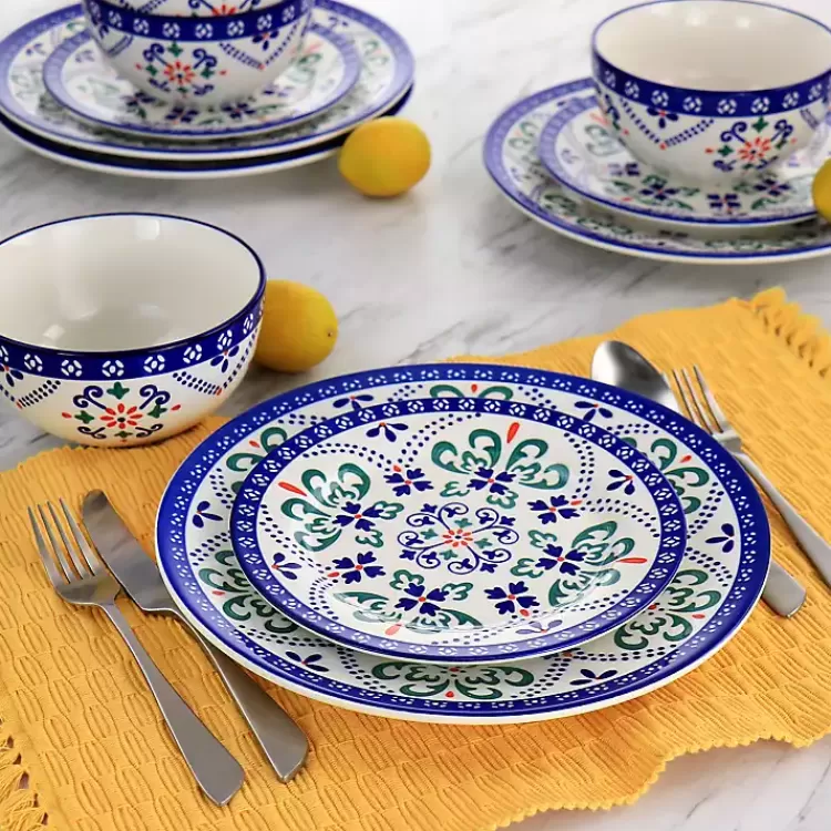 Mosaic Glazed Round 12-pc. Dinnerware Set>Kirklands Home Cheap