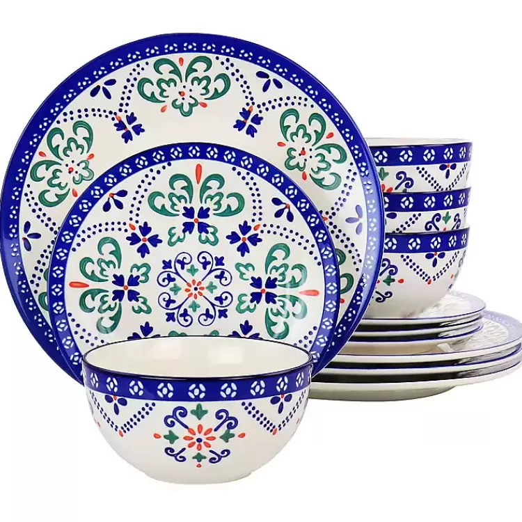 Mosaic Glazed Round 12-pc. Dinnerware Set>Kirklands Home Cheap