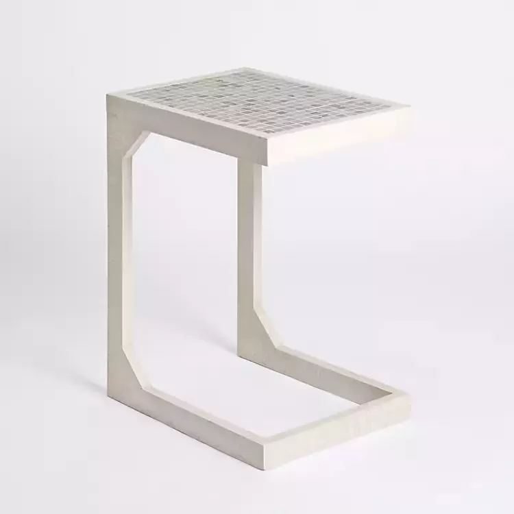 Mosaic Tile White Wood C-Table>Kirklands Home Best Sale