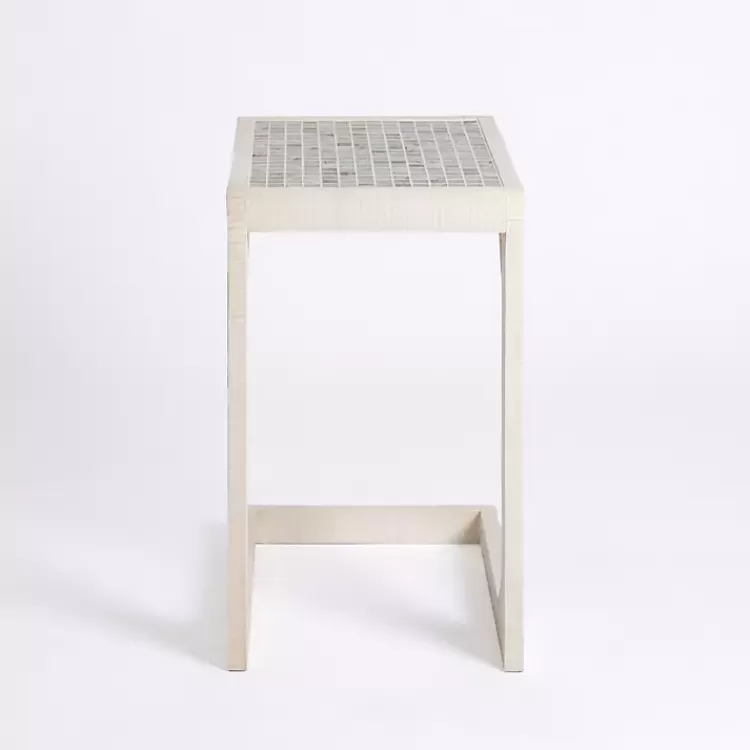 mosaic_tile_white_wood_ctable_3.webp Mosaic Tile White Wood C-Table>Kirklands Home Best Sale