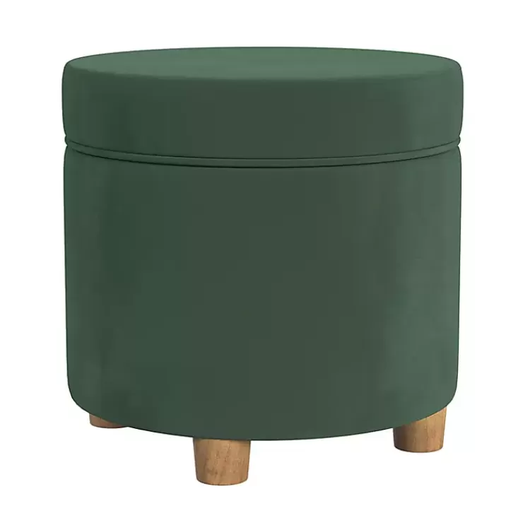 Moss Round Velvet Storage Ottoman>Kirklands Home Fashion