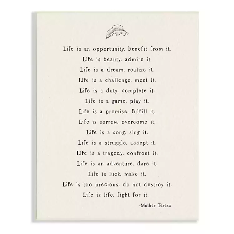 Mother Teresa Life Quote Wall Plaque>Kirklands Home Discount