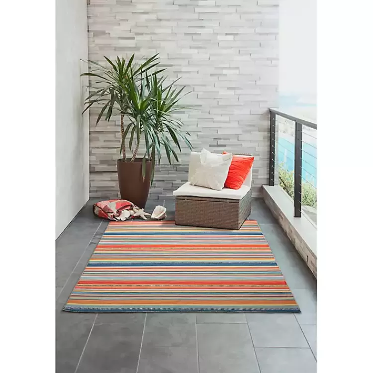 Multi Dhurri Stripe Indoor/Outdoor Area Rug, 5x7>Kirklands Home Online