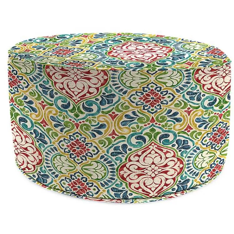 Multi Fiorella Round Outdoor Pouf>Kirklands Home Shop