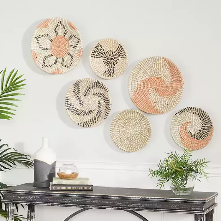 Multi Seagrass Round 6-pc. Wall Plaque Set>Kirklands Home Best Sale