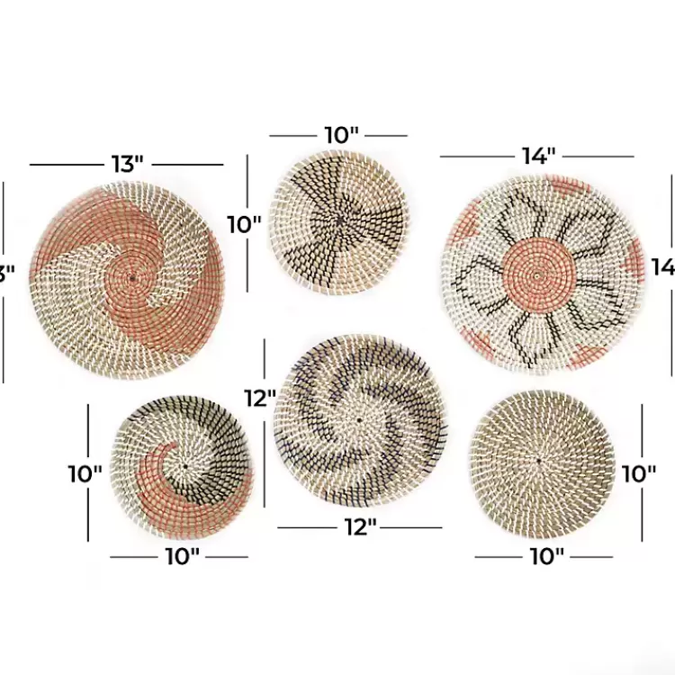 multi_seagrass_round_pc_wall_plaque_set_10.webp Multi Seagrass Round 6-pc. Wall Plaque Set>Kirklands Home Best Sale