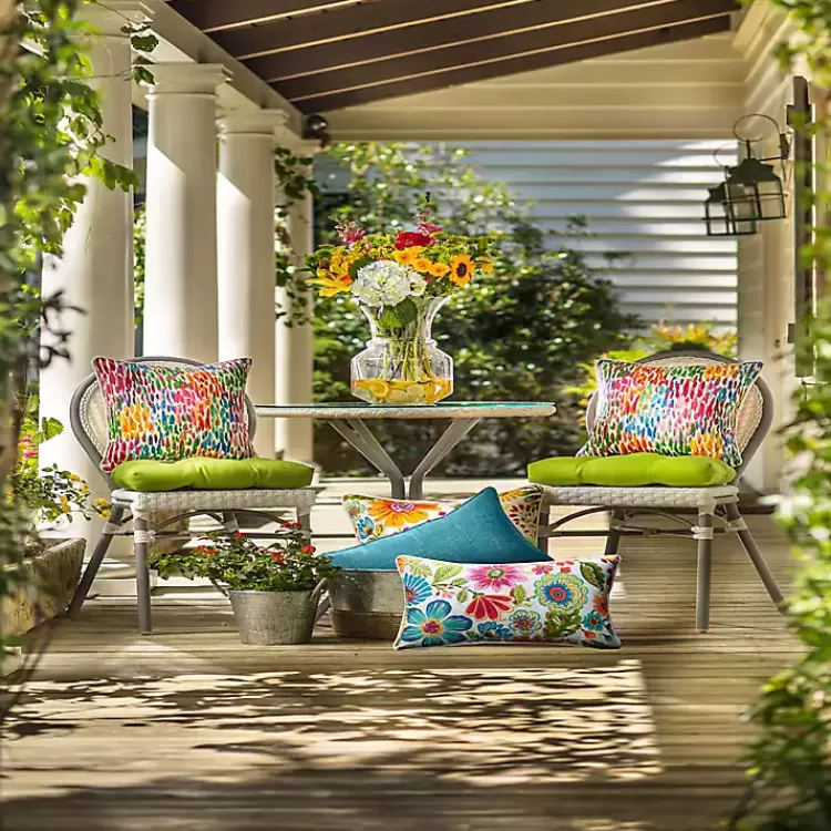 color Zinnia Outdoor Lumbar Pillows, Set of 2>Kirklands Home Outlet
